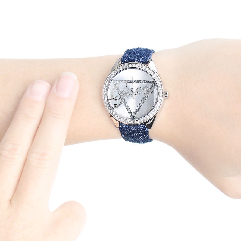 Guess watch sales denim strap