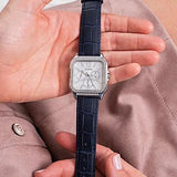 GUESS Silver Tone Case Navy Genuine Leather Woman's Watch | GW0309L1 | Time Watch Specialists