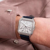 GUESS Silver Tone Case Navy Genuine Leather Woman's Watch | GW0309L1 | Time Watch Specialists