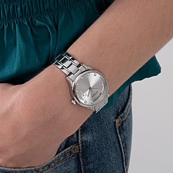 GUESS Silver Tone Stainless Steel 316L Woman's Watch | GW0385L1 | Time Watch Specialists