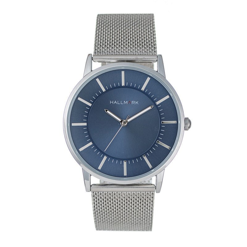 Hallmark Blue Dial Silver Mesh Men s Watch HF1259Z