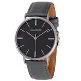 Hallmark Leather Grey Strap Black Dial Men's Watch | HE1462S | Time Watch Specialists