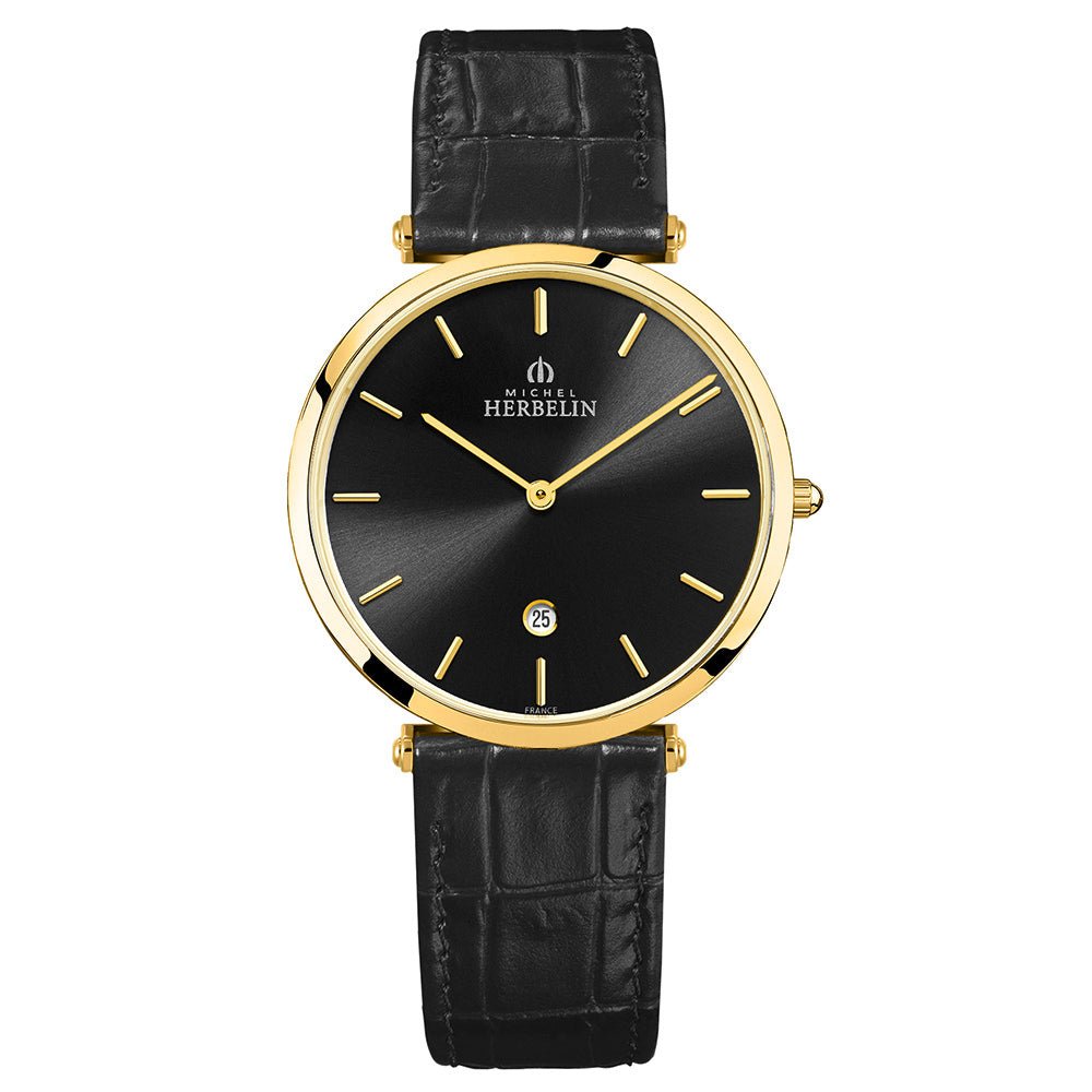 HERBELIN Epsilon Black Dial and Black Leather 38mm Women's Watch | 19406/P14N | TIME Watches