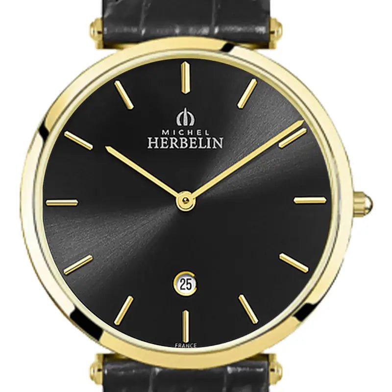 HERBELIN Epsilon Black Dial and Black Leather 38mm Women's Watch | 19406/P14N | TIME Watches