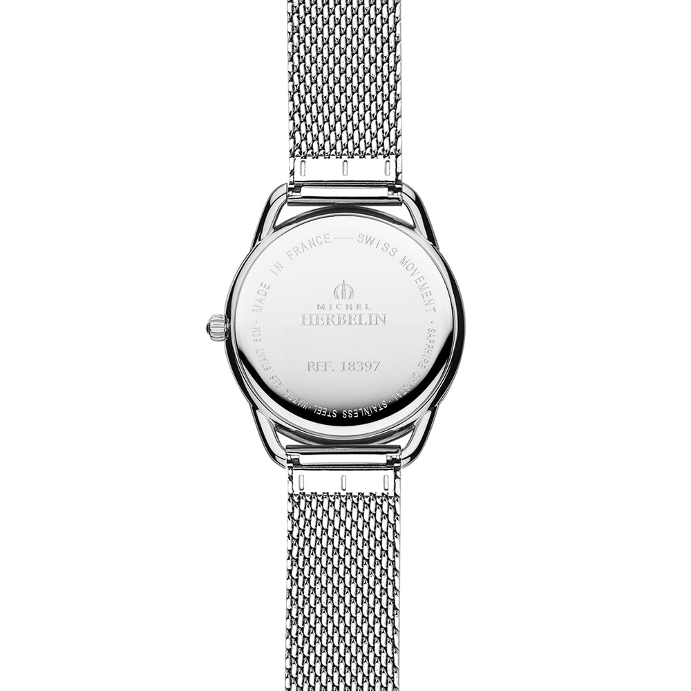 HERBELIN Equinoxe Mother of Pearl Dial and Black Steel Bracelet 30mm Women's Watch | 18397/08B | TIME Watches