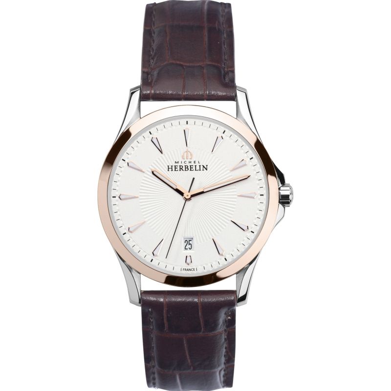 HERBELIN Inspiration Lyre Silver Dial and Black Leather 42mm Men's Watch | 12213/TR12MA | TIME Watches