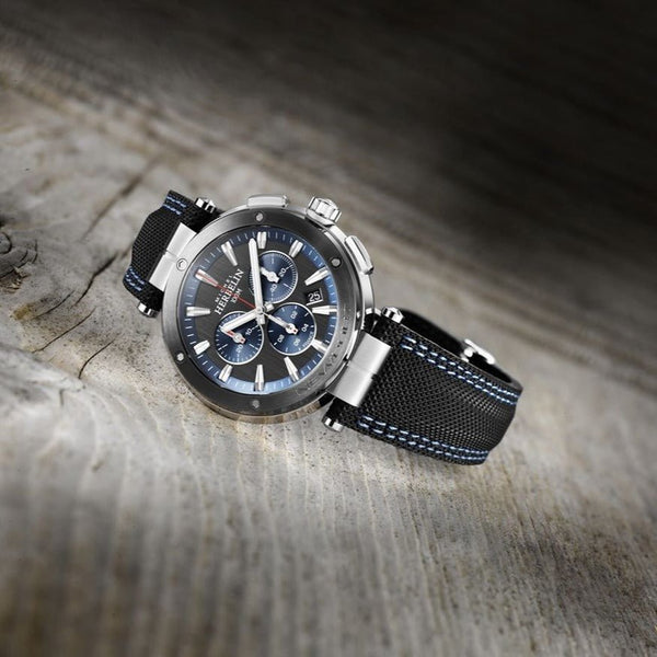 Herbelin Newport Chronograph Gunmetal Grey Black Red Men's Watch | 37688/AG44