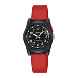 Lorus Black Dial Red PU Strap Kids Watch | R2381MX9 | Time Watch Specialists