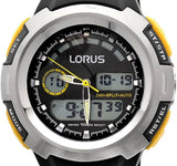 Lorus Dual Display Chronograph Black Resin Strap Men's Watch | R2323DX9 | Time Watch Specialists