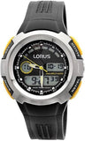 Lorus Dual Display Chronograph Black Resin Strap Men's Watch | R2323DX9 | Time Watch Specialists