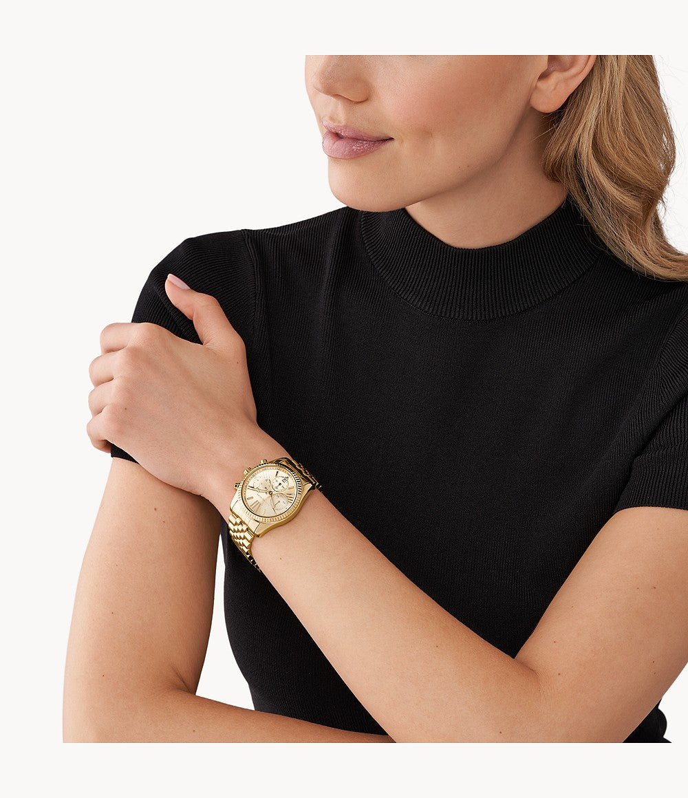 Michael Kors Lexington Chronograph Gold-Tone Stainless Steel Woman's Watch | MK7378 | Time Watch Specialists