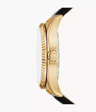 Michael Kors Lexington Three-Hand Black Leather Woman's Watch | MK4748 | Time Watch Specialists