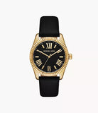 Michael Kors Lexington Three-Hand Black Leather Woman's Watch | MK4748 | Time Watch Specialists