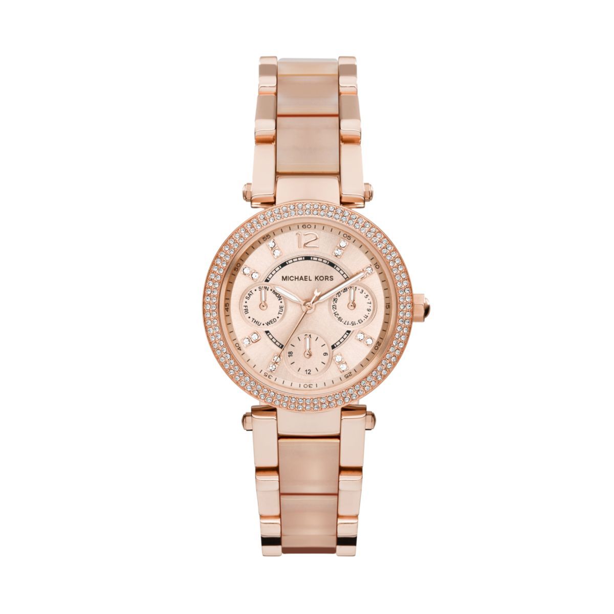 Michael Kors Parker Rose Gold Round Acetate Women's Watch - MK6110 | Time Watch Specialists