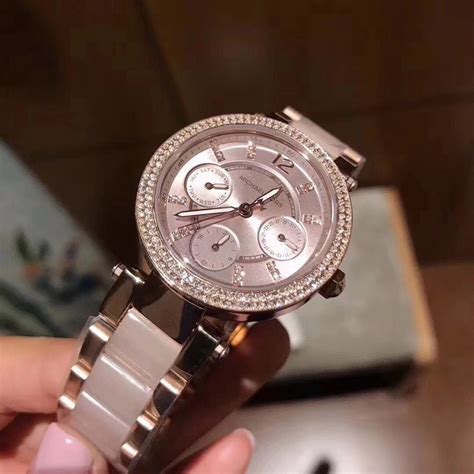 Michael Kors Parker Rose Gold Round Acetate Women's Watch - MK6110 | Time Watch Specialists