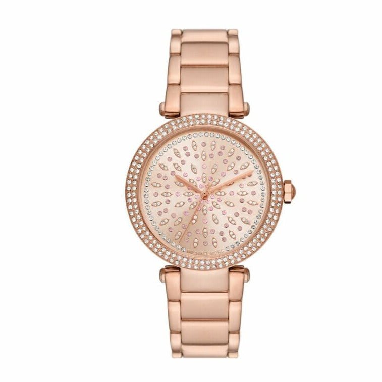 Michael Kors Parker Three-Hand Rose Gold-Tone Stainless Steel Woman's Watch | MK7286 | Time Watch Specialists