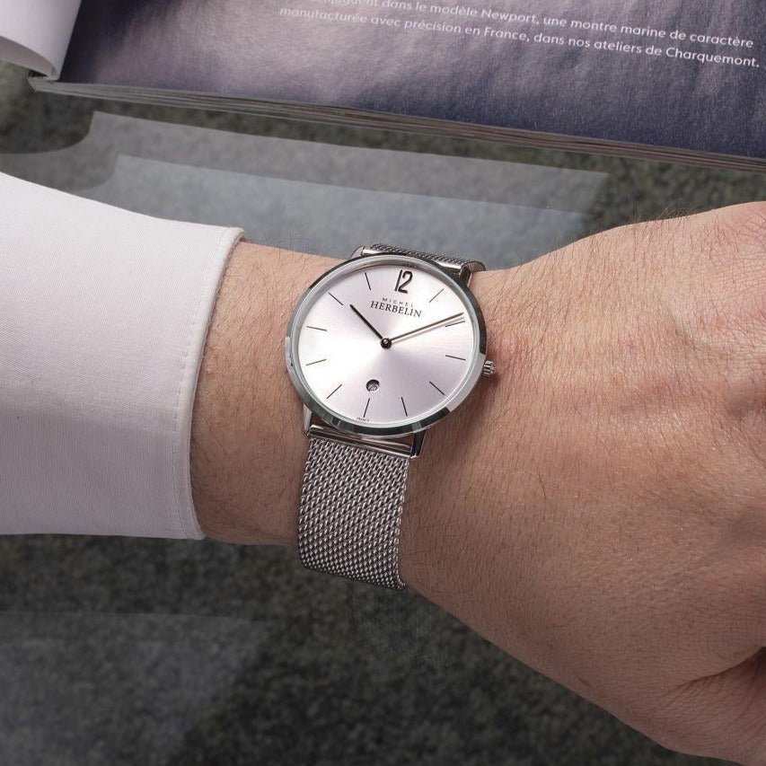 Michel Herbelin City Silver Mesh Men's Watch - 19515/11B | Time Watch Specialists