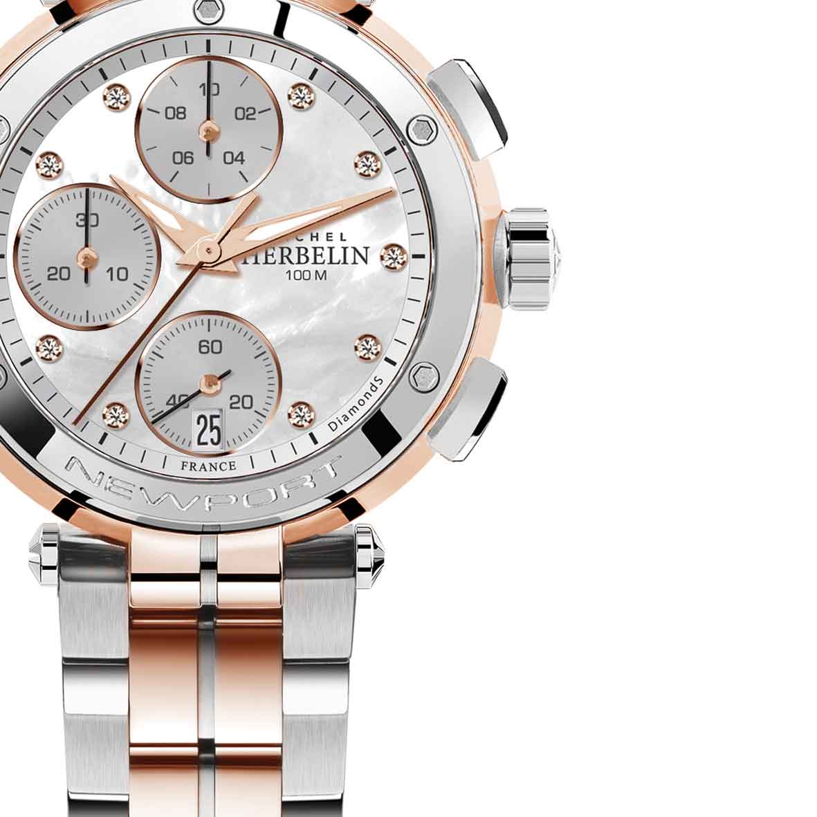 Michel Herbelin Newport Chronograph Women's Watch 35688/BTR89 | Time Watch Specialists