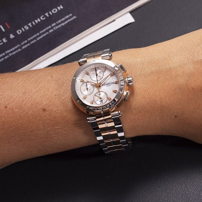 Michel Herbelin Newport Chronograph Women's Watch 35688/BTR89 | Time Watch Specialists