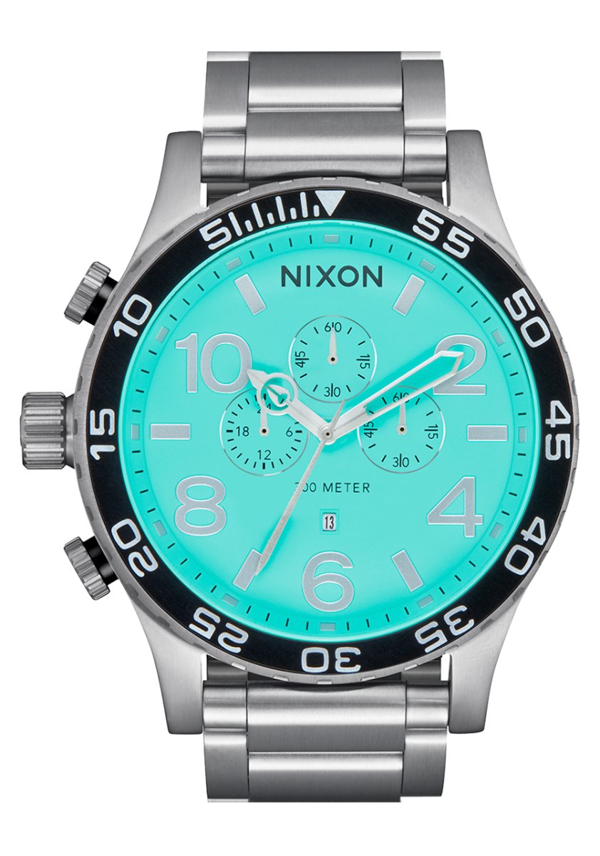 Nixon 51-30 Chrono - Silver & Turquoise Men's Watch | A13892084-00 | Time Watch Specialists
