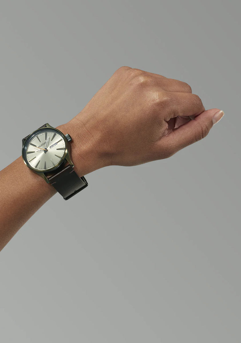 Buy Nixon Sentry Leather Strap Men s Watch A1055093 00 Time Watch Specialists