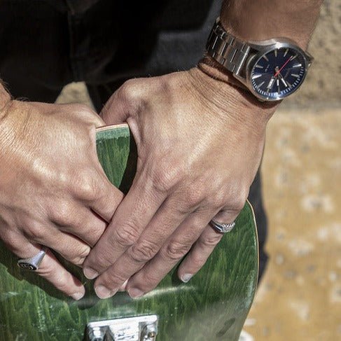 NIXON Sentry Solar Navy Sunray / Silver Stainless Steel Men's Watch | A13465091-00 | Time Watch Specialists