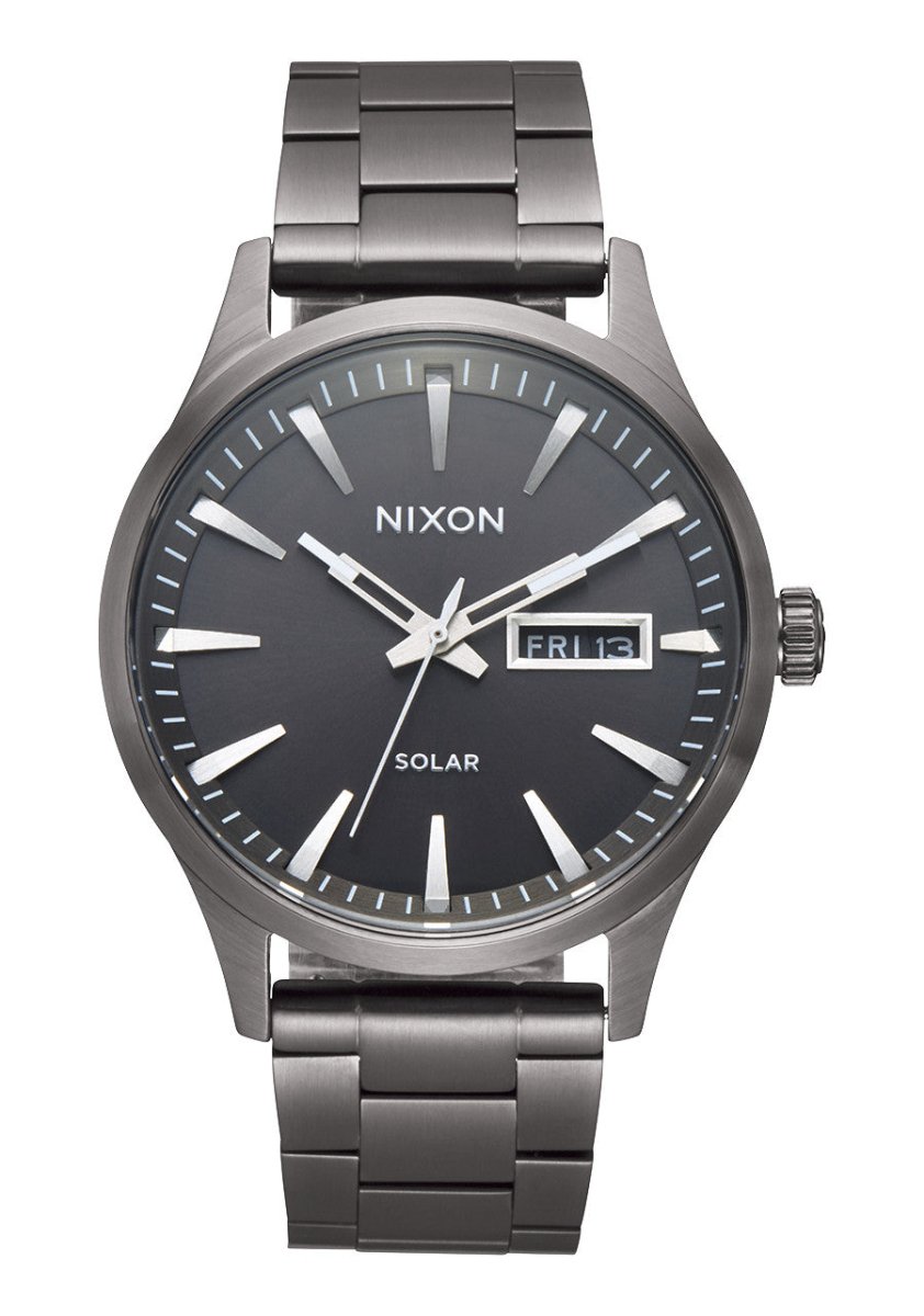 Nixon Sentry Solar Stainless Steel gunmetal Men's Watch | A1346131-00 | Time Watch Specialists