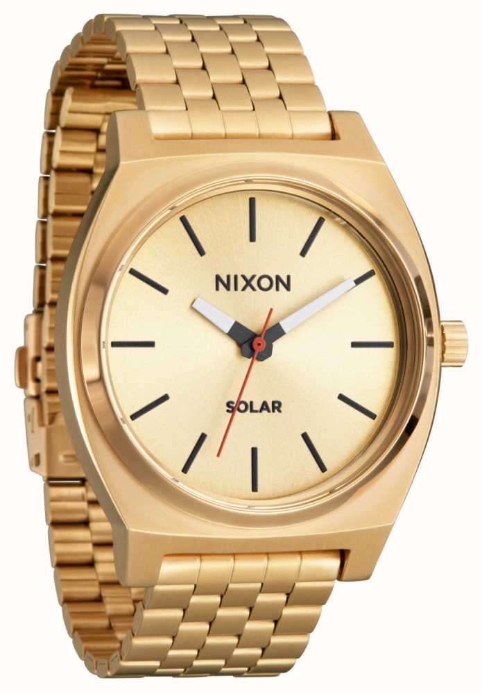 Nixon Time Teller Solar Gold Dial Stainless Steel Bracelet Unisex Watch | A1369510-00 | Time Watch Specialists