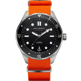 Paul Hewitt Ocean Diver Silber Schwarz Nato Orange Men's Watch | PH-W-0488 | Time Watch Specialists