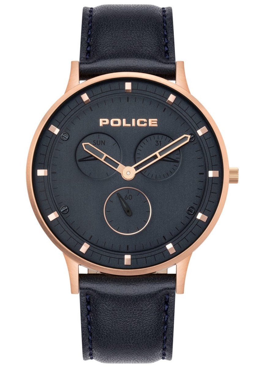 Police Berkley Rose Gold Plated Leather Men's Watch - PL15968JSR03 | Time Watch Specialists