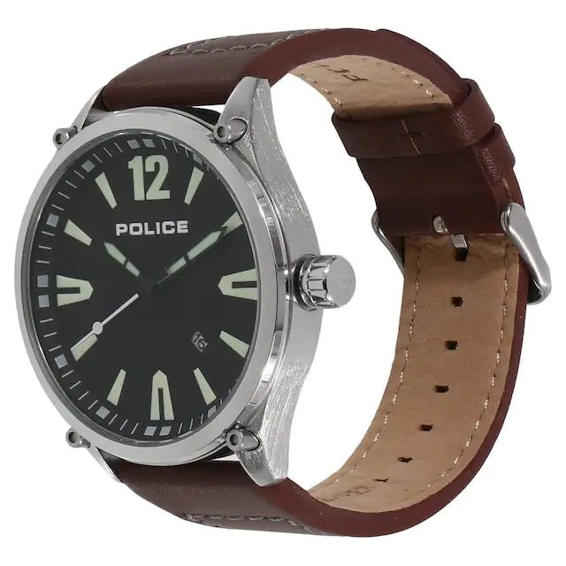 Police Black Dial Brown Leather Strap Men's Watch | PL15244JBS02 | Time Watch Specialists