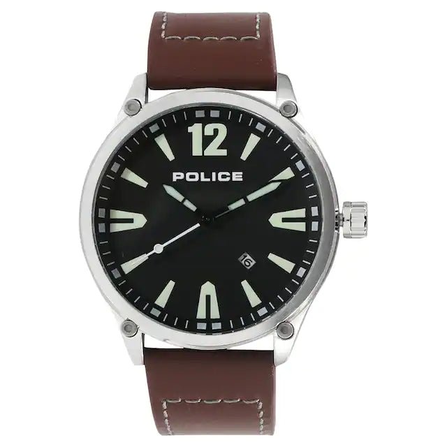Police Black Dial Brown Leather Strap Men's Watch | PL15244JBS02 | Time Watch Specialists