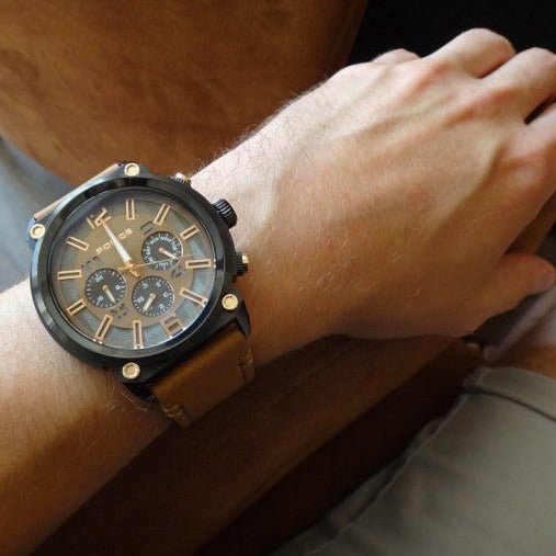 Police Brown Leather Chronograph Men's Watch | PL14378JSB11 | Time Watch Specialists
