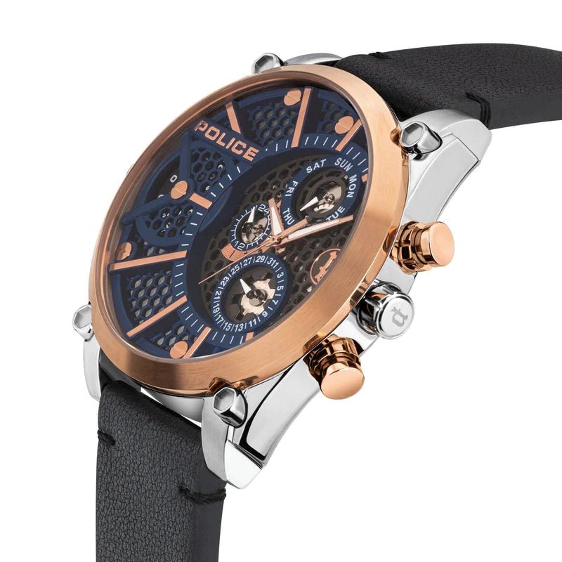 Police Vigor Black Leather Men's Watch | PL15381JSTR03 | Time Watch Specialists