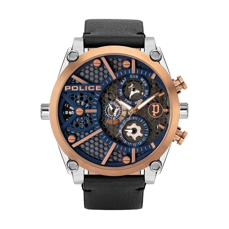 Police Vigor Black Leather Men's Watch | PL15381JSTR03 | Time Watch Specialists