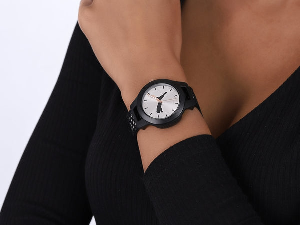 PUMA Reset V1 Three-Hand Reversible Black and White Knit Women's Watch | P1040