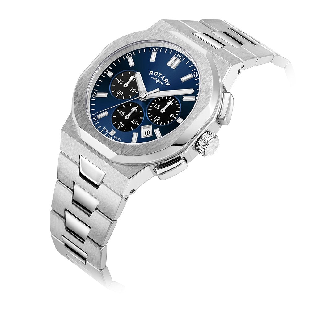 Rotary silver sales watch mens