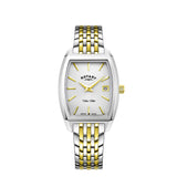 Rotary Ultra Slim Tonneau Two Tone Bracelet Women's Dress Watch | LB08016/06 | Time Watch Specialists