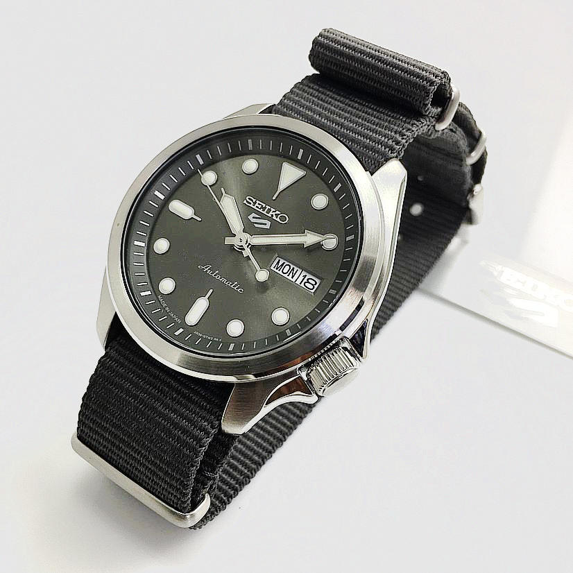 Seiko 5 Sports Automatic 100m Sunray Gray Dial Nylon Men's Watch | SRPE61K1 | Time Watch Specialists