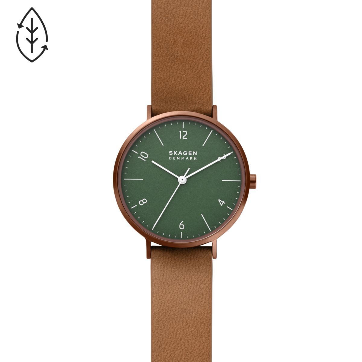 Skagen Aaren Naturals Three - Hand Cognac Leather Alternative Made With Apple Watch | SKW2973 | TIME Watches