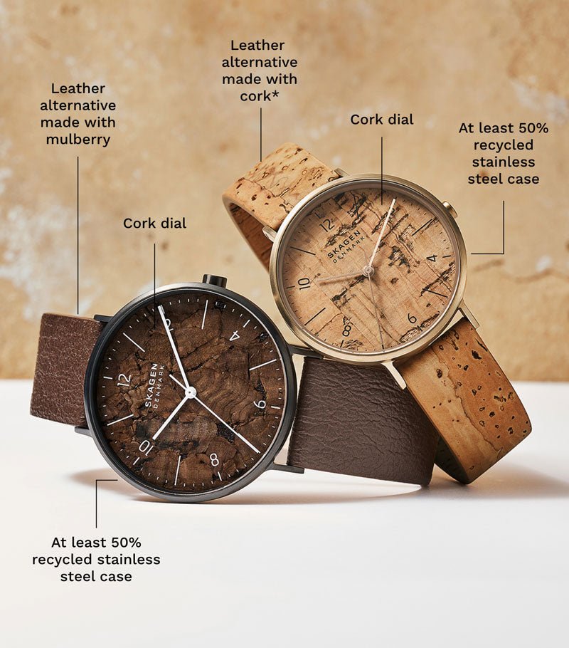 Skagen Aaren Naturals Three - Hand Tan Strap Made With Cork Unisex Watch | SKW2974 | TIME Watches