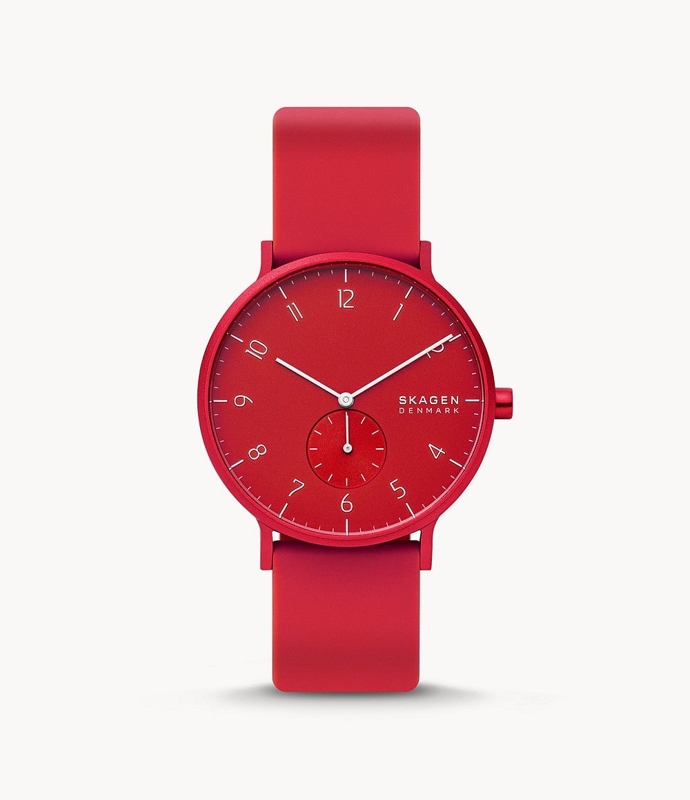 Skagen Aaren Red Round Silicone Unisex Watch | SKW6512 | TIME Watches
