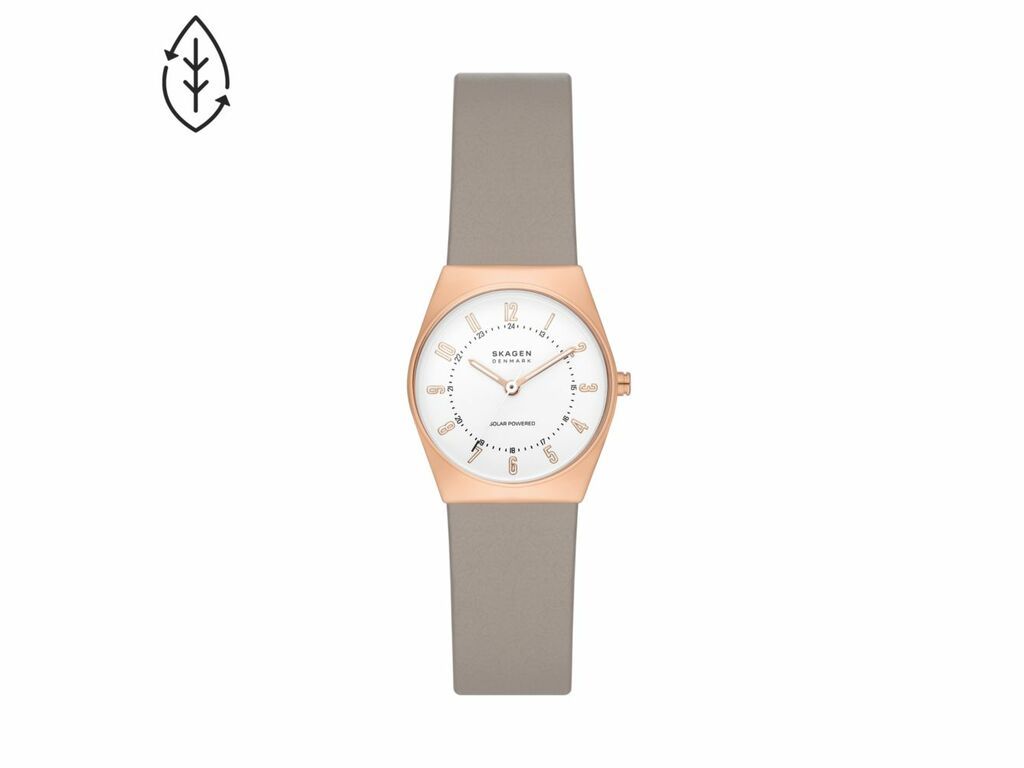 Skagen Grenen Lille Solar - Powered Greystone Leather WOmen's Watch | SKW3079 | TIME Watches