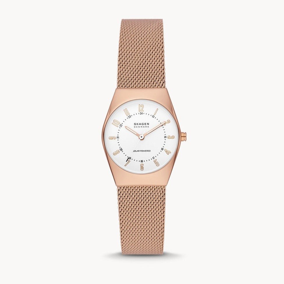 Skagen Grenen Lille Solar - Powered Rose Gold Stainless Steel Mesh Women's Watch | SKW3078 | TIME Watches