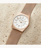 Skagen Grenen Lille Three-Hand Date Rose Gold Stainless Steel Mesh Women's Watch- SKW3035 | Time Watch Specialists