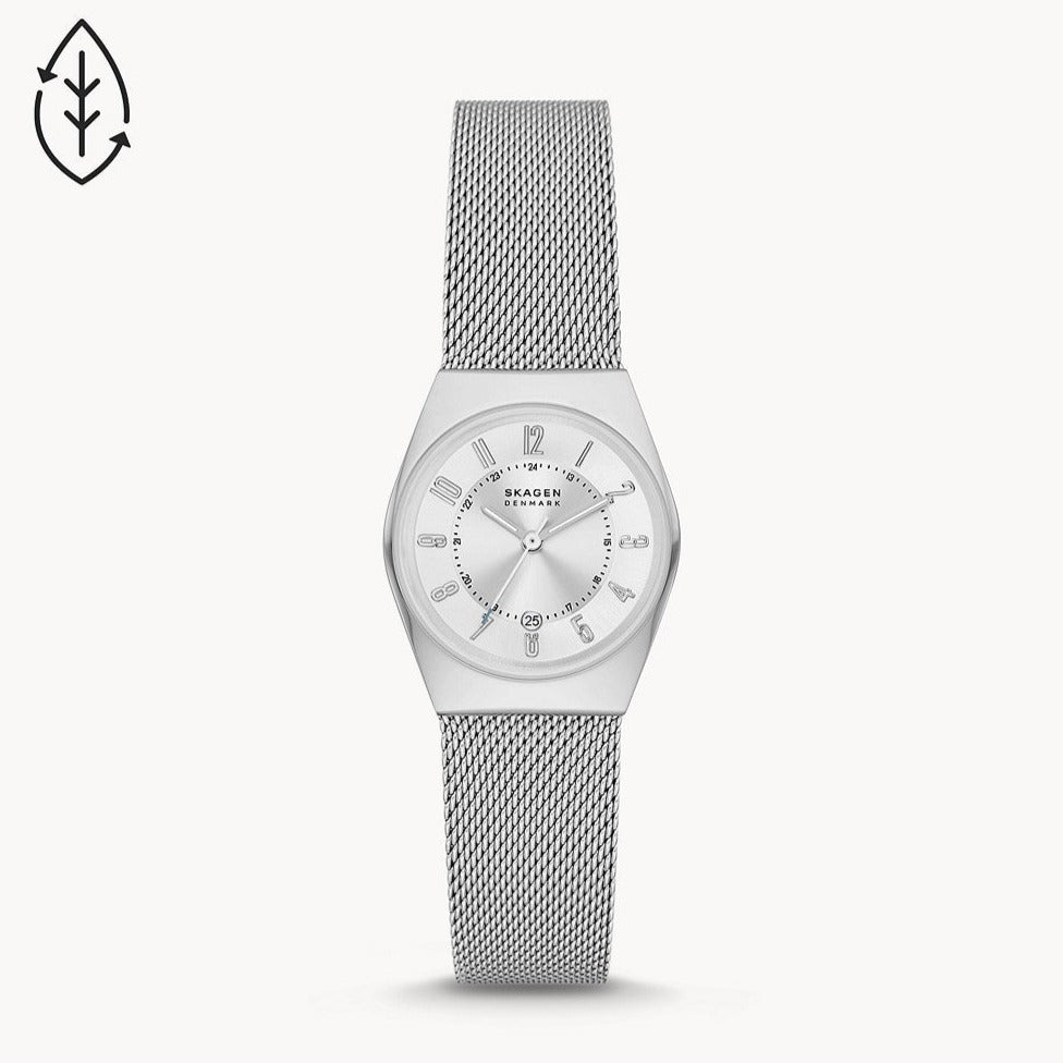 Skagen Grenen Lille Three - Hand Date Silver Stainless Steel Mesh Women's Watch - SKW3038 | TIME Watches