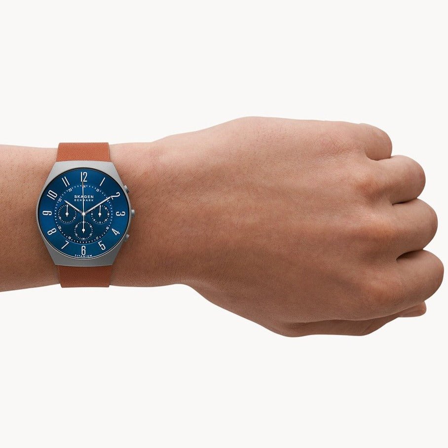 Skagen Grenen Limited Edition Titanium Chronograph Light Brown Leather Men's Watch | SKW6854 | TIME Watches