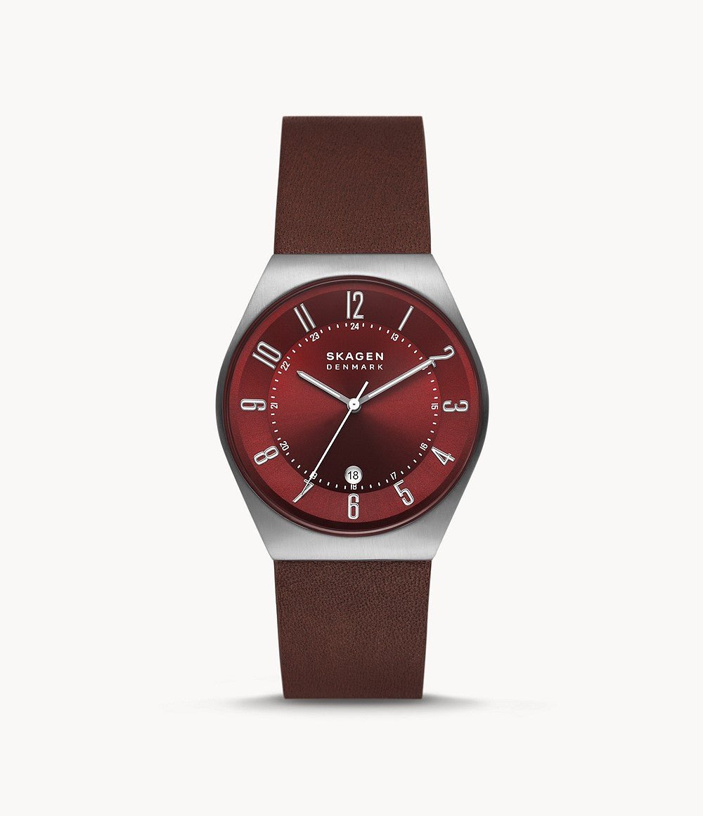 Skagen Grenen Three - Hand Date Cherry Wood Leather Men's Watch | SKW6856 | TIME Watches