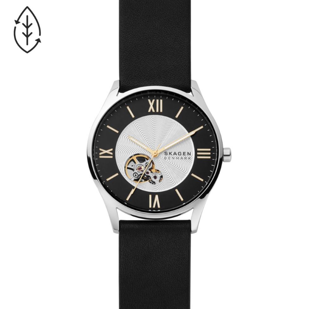 Skagen Holst Automatic Black Leather Men's Watch | SKW6710 | TIME Watches