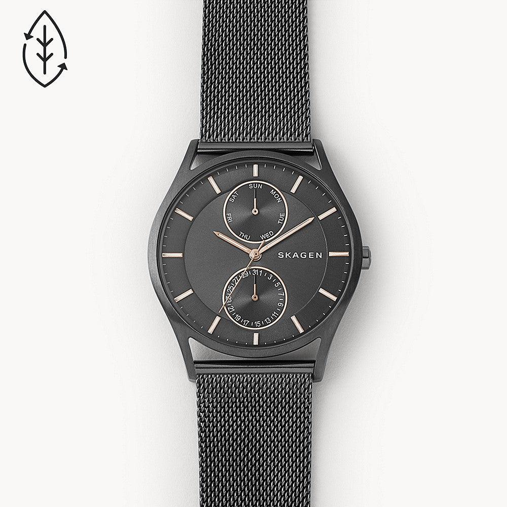 Skagen Holst Chronograph Charcoal Steel Mesh Multifunction Men's Watch | SKW6180 | TIME Watches
